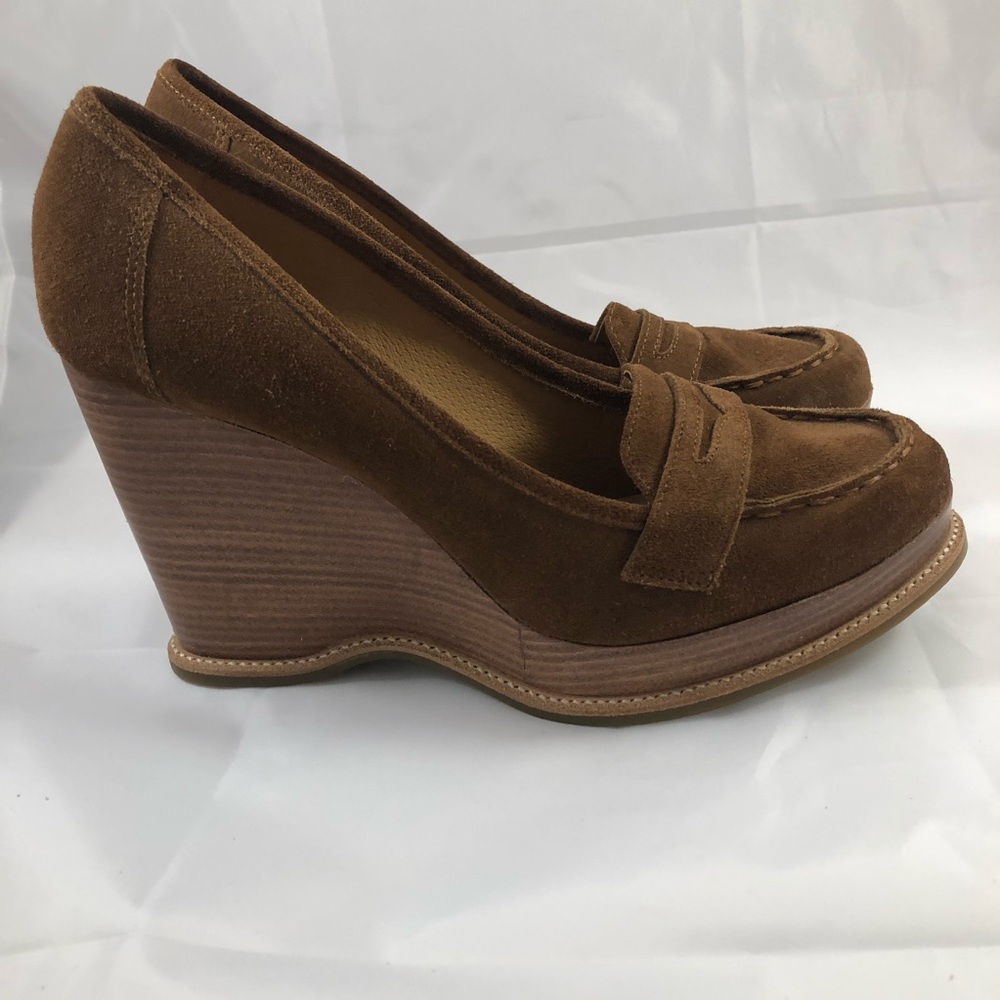 Michael Kors Rory Suede Loafer Wedges 9.5 M Brown